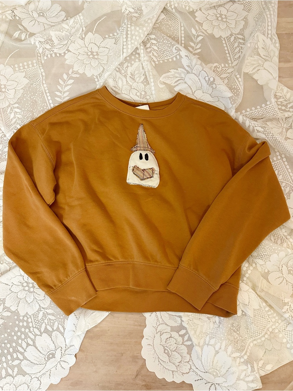 Handmade ghost book girly witch sweatshirt M
